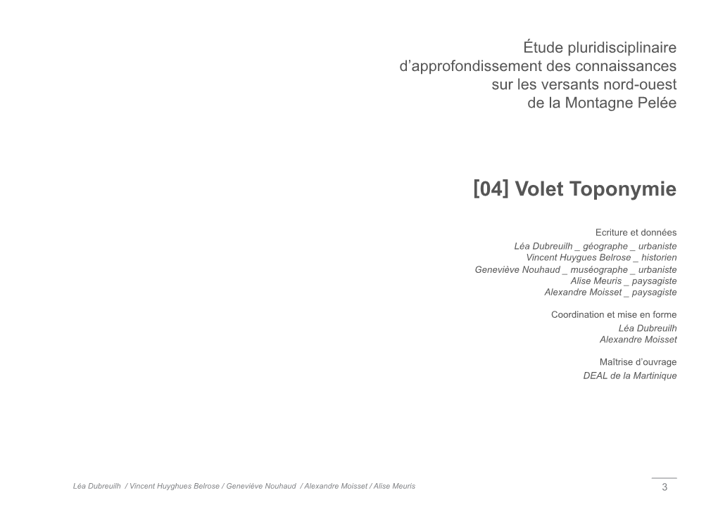 Volet Toponymie