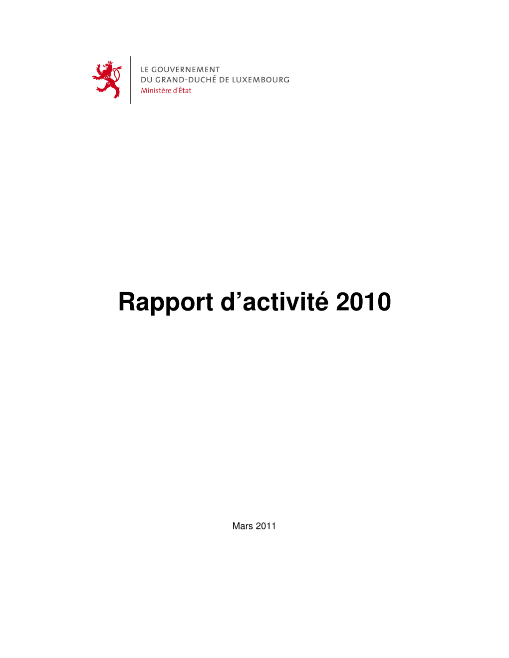 Rapport D'activité 2010