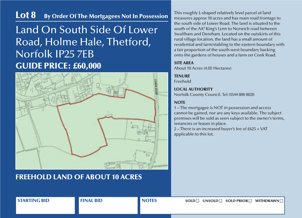 Land on South Side of Lower Road, Holme Hale, Thetford, Norfolk IP25