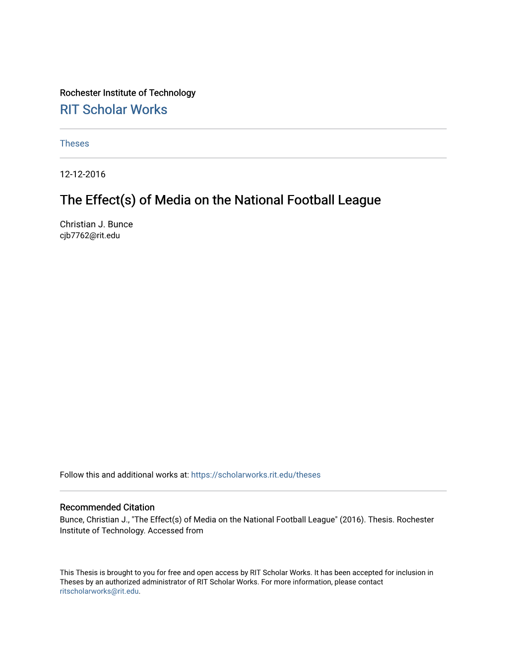 Of Media on the National Football League