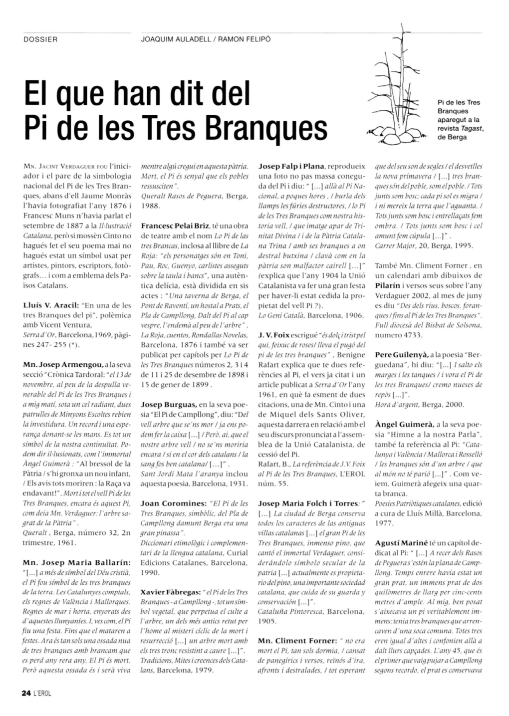 El Que Han Dit Del Pi De Les Tres Branques Aparegut a La Revista Tagast, Pi De Les Tres Branques De Berga
