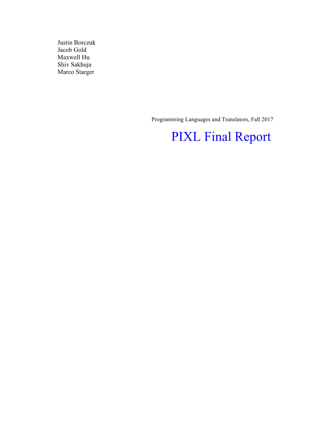 PIXL Final Report