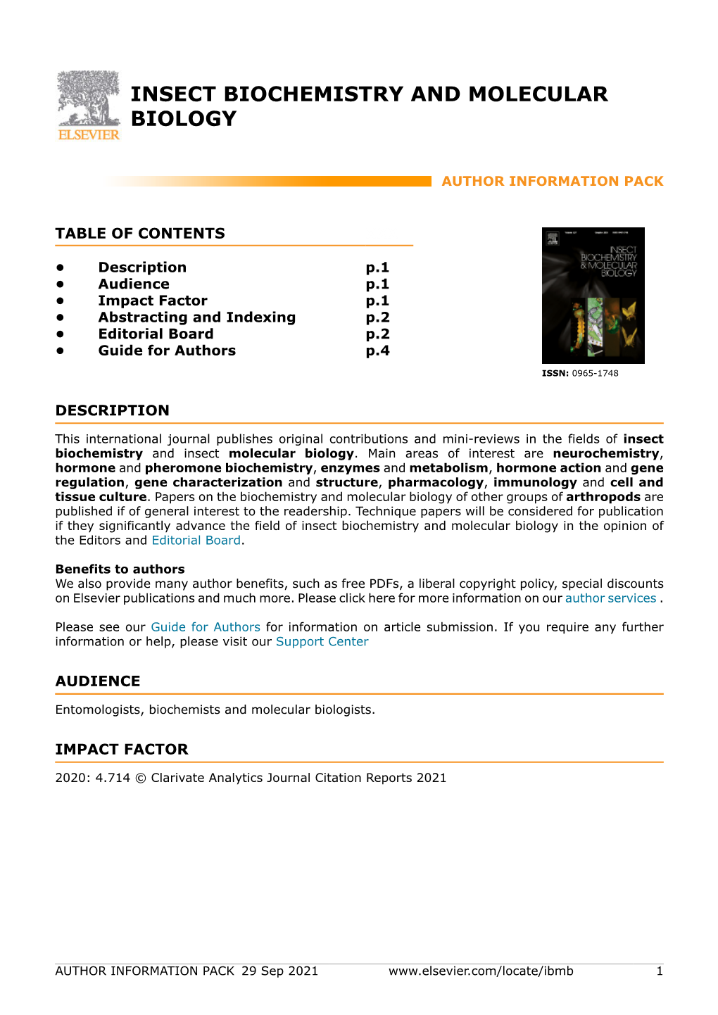 Insect Biochemistry and Molecular Biology