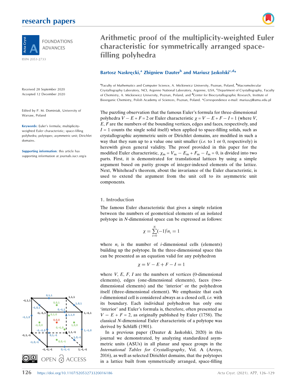 Arithmetic Proof of the Multiplicity-Weighted Euler Characteristic for Symmetrically Arranged Space-Filling Polyhedra