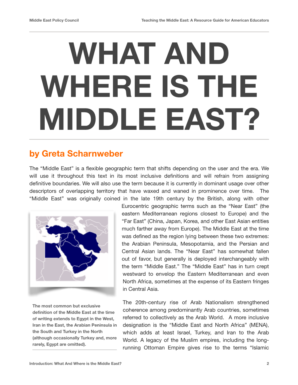 WHAT and WHERE IS the MIDDLE EAST? by Greta Scharnweber