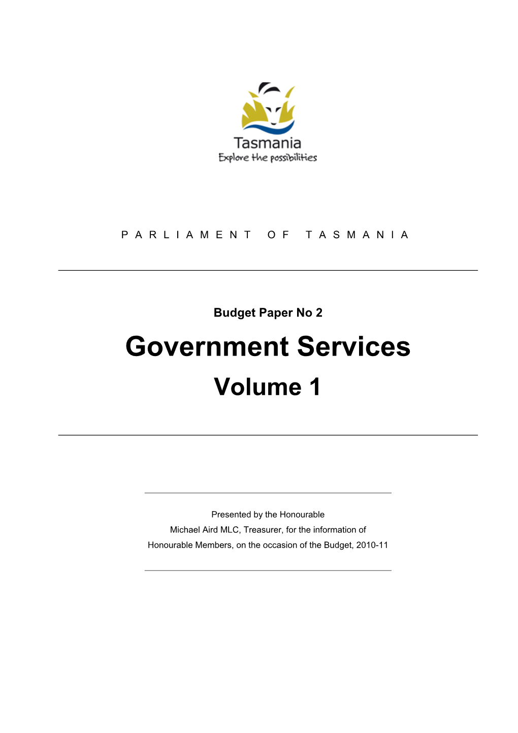 Government Services Volume 1