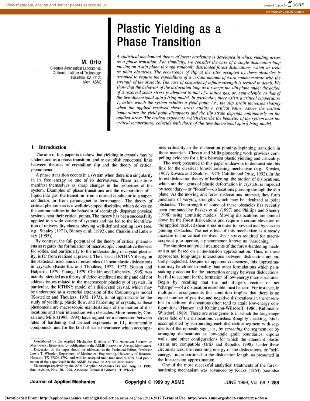 Plastic Yielding As a Phase Transition