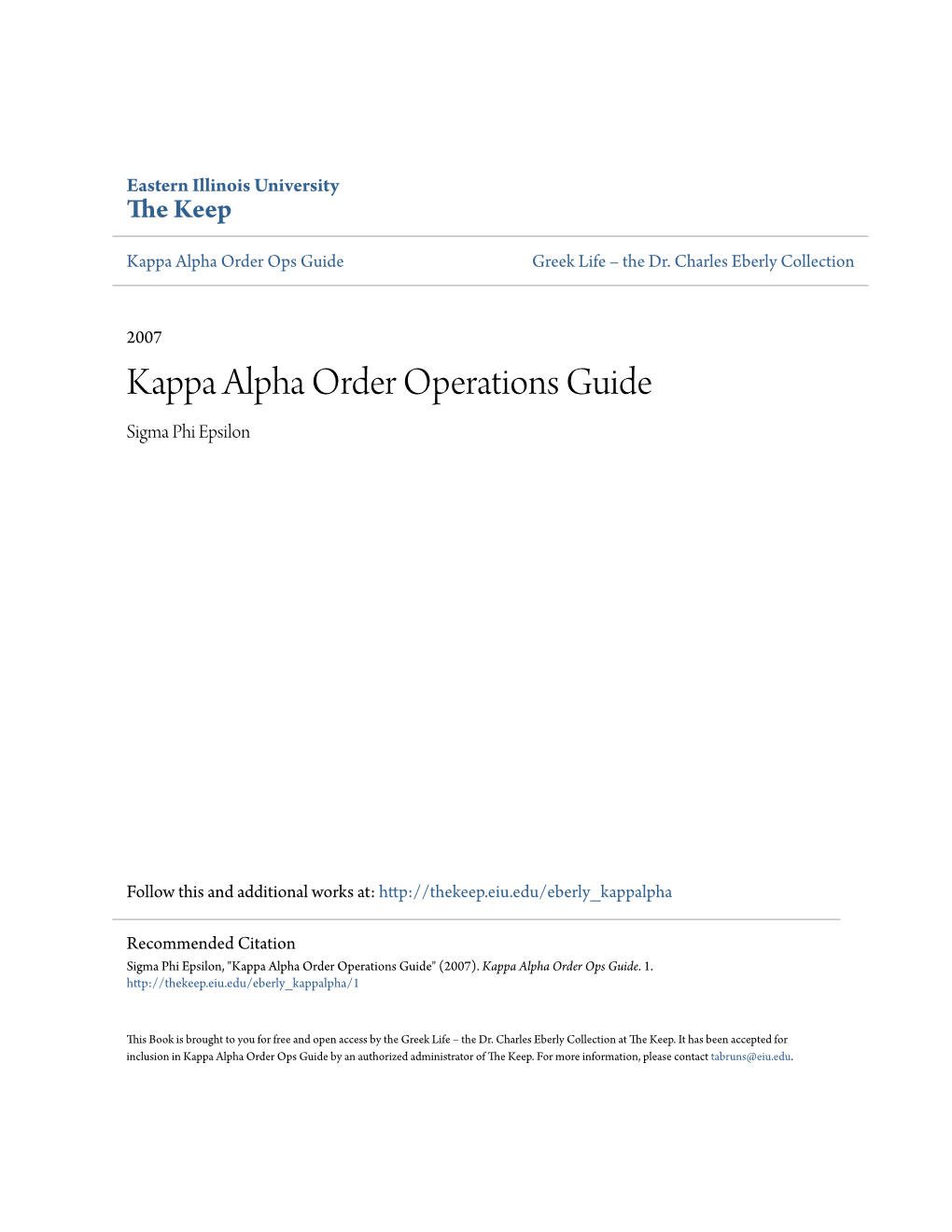 Kappa Alpha Order Operations Guide Sigma Phi Epsilon