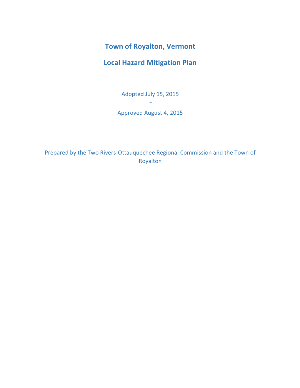 Town of Royalton, Vermont Local Hazard Mitigation Plan