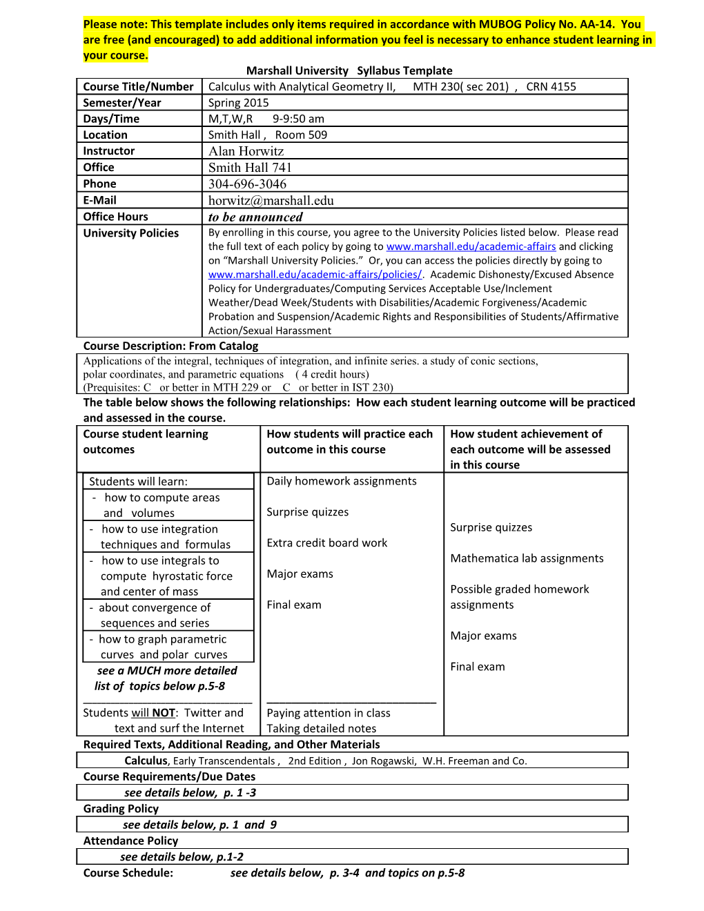 MTH 132 (Sec 104) Syllabus Fall 2004 s1