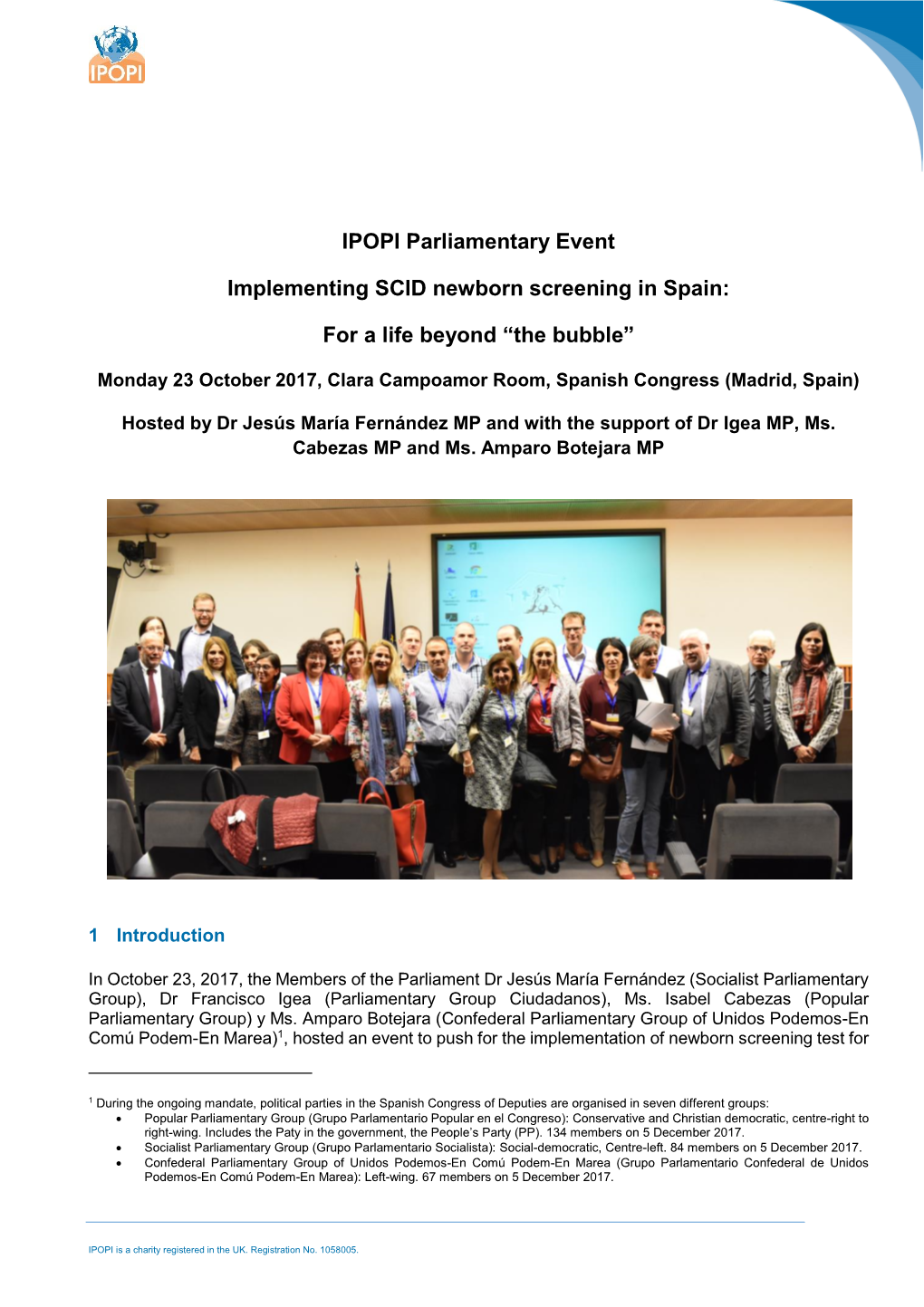 IPOPI Westminster Event Meeting Report