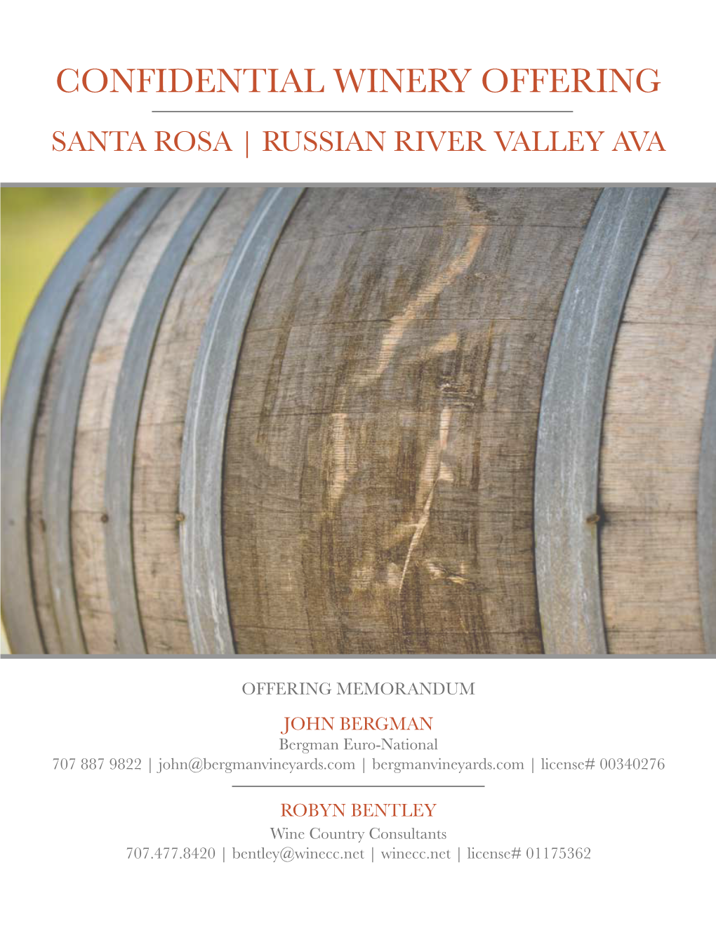 Confidential Winery Offering Santa Rosa | Russian River Valley Ava