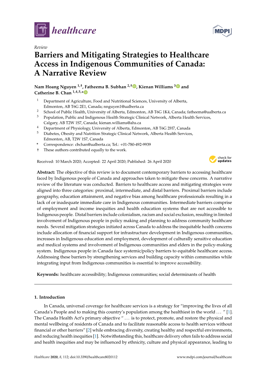 Barriers and Mitigating Strategies to Healthcare Access in Indigenous Communities of Canada: a Narrative Review