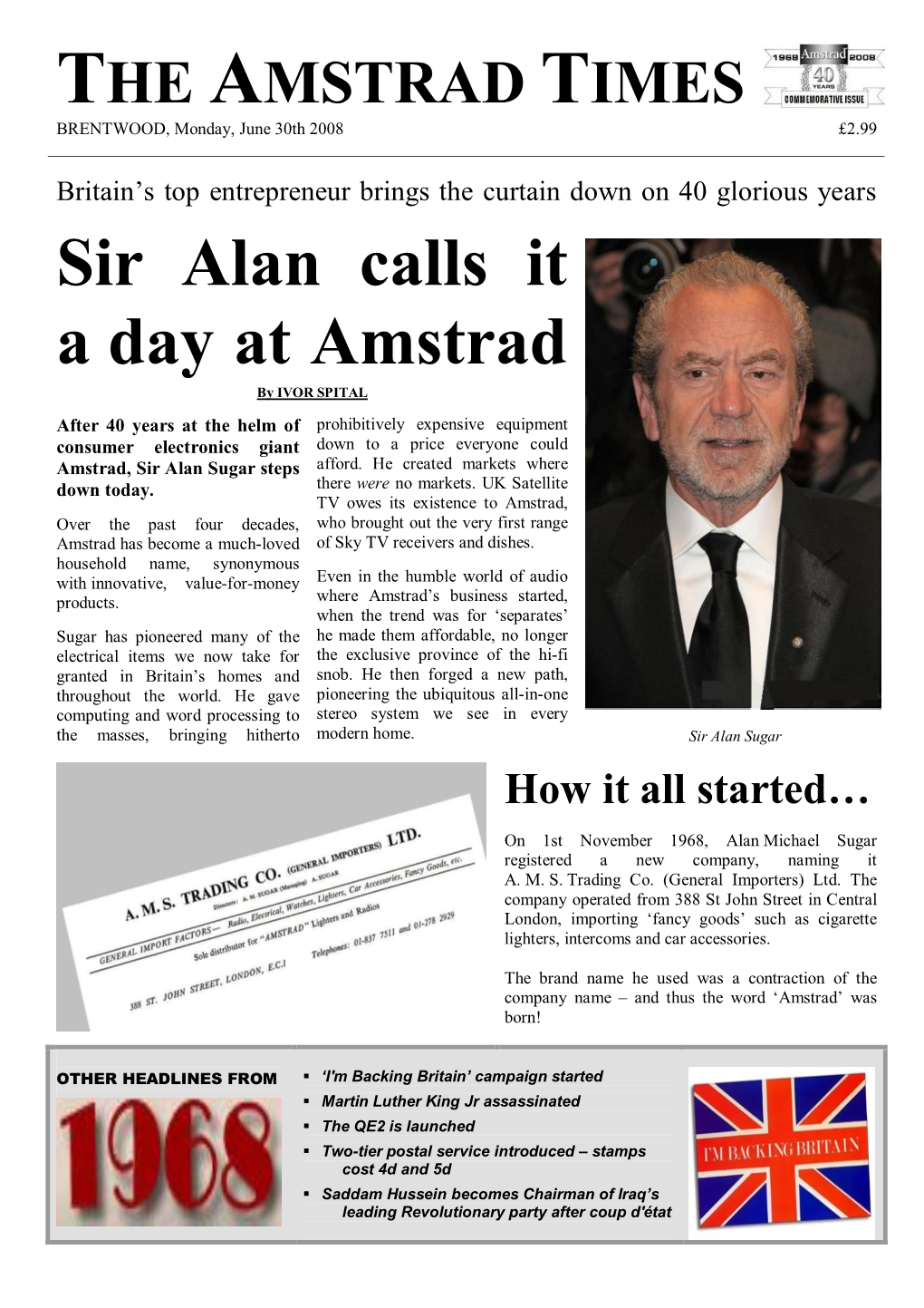 AMSTRAD TIMES BRENTWOOD, Monday, June 30Th 2008 £2.99