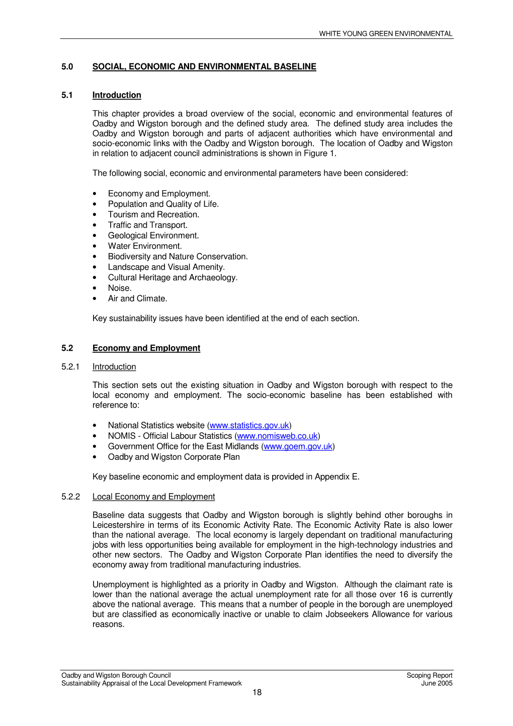 Local Development Framework Sustainability Appraisal Scoping