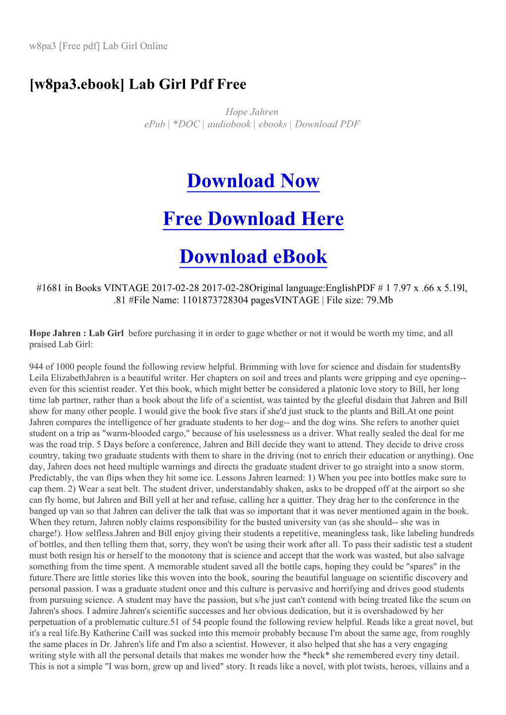 W8pa3 [Free Pdf] Lab Girl Online