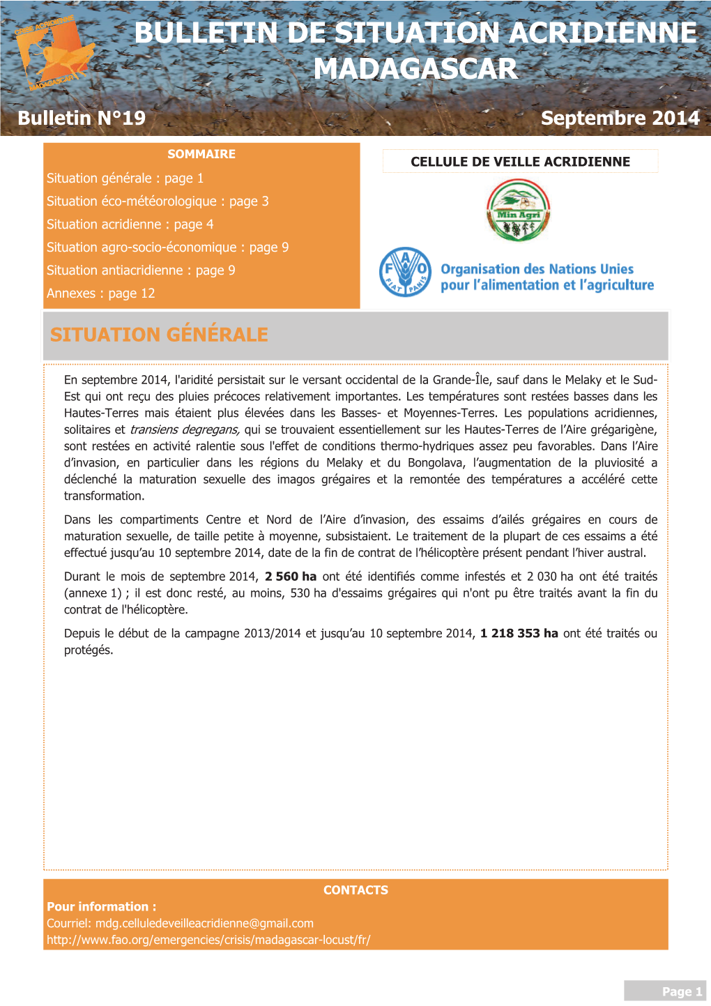 Bulletin De Situation Acridienne Madagascar