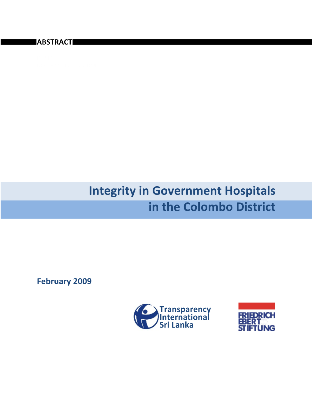 Integrity in Government Hospitals in the Colombo District