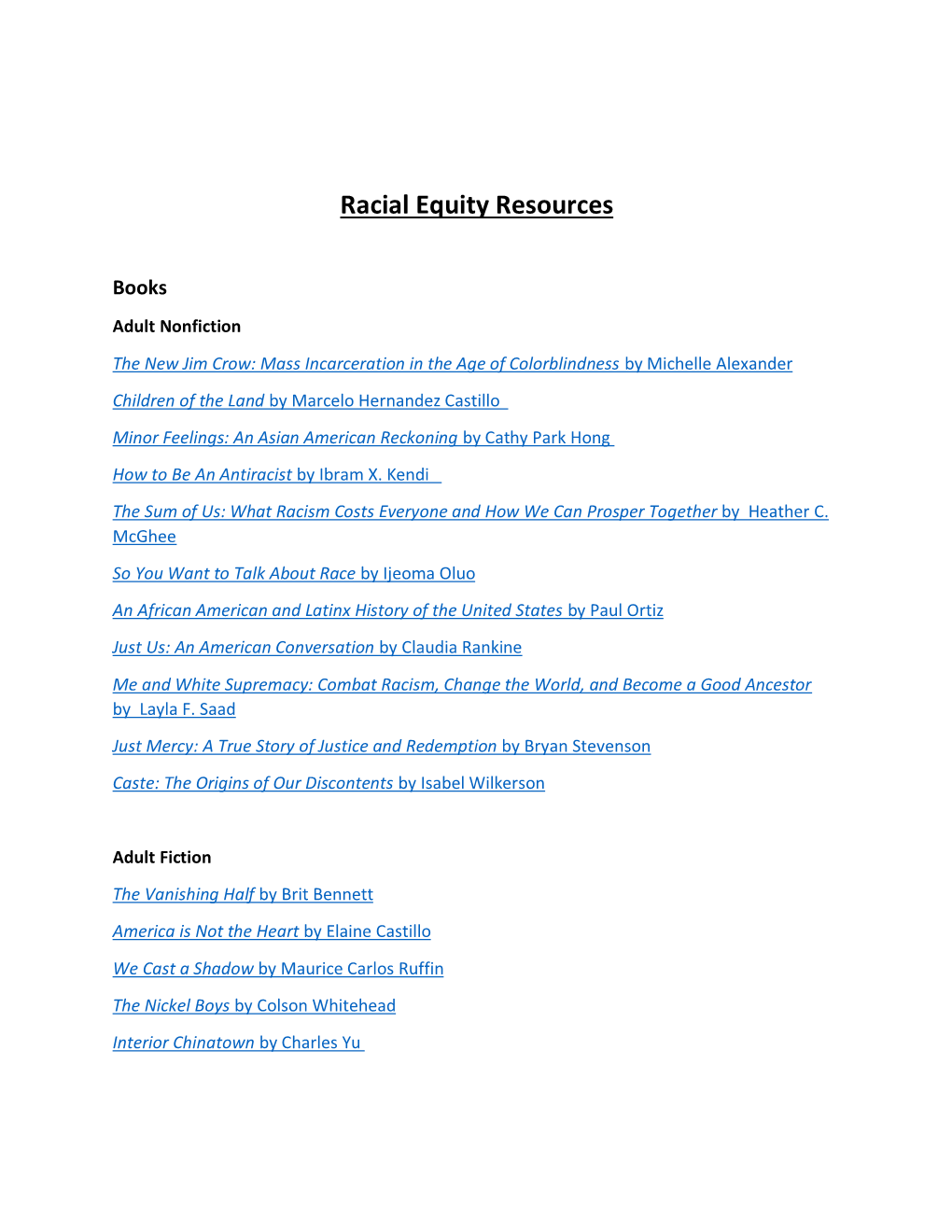 Racial Equity Resources