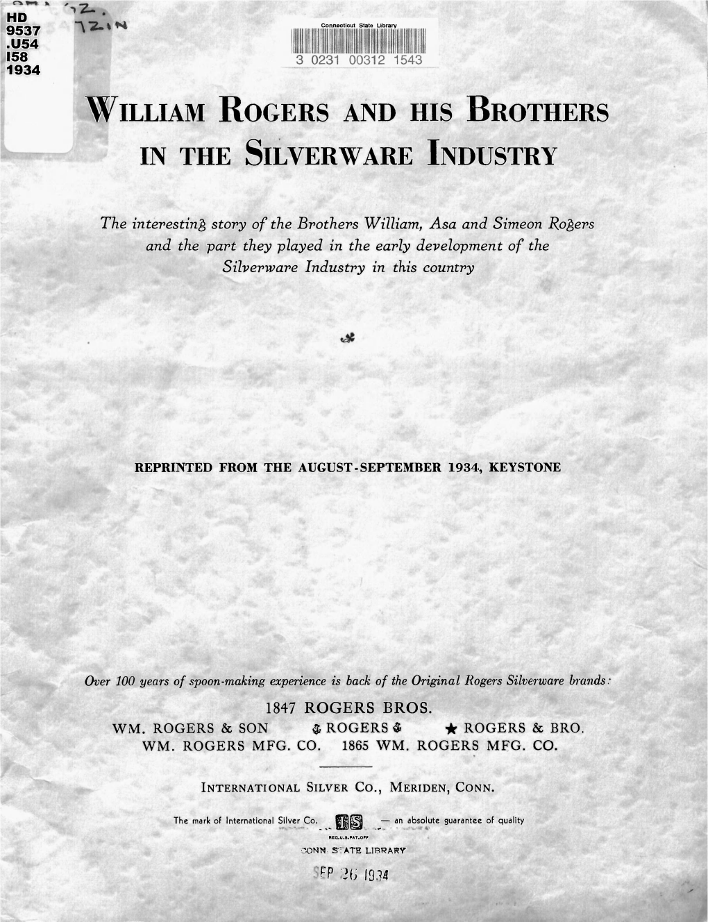 William Rogers and His Brothers in the Silverware Industry