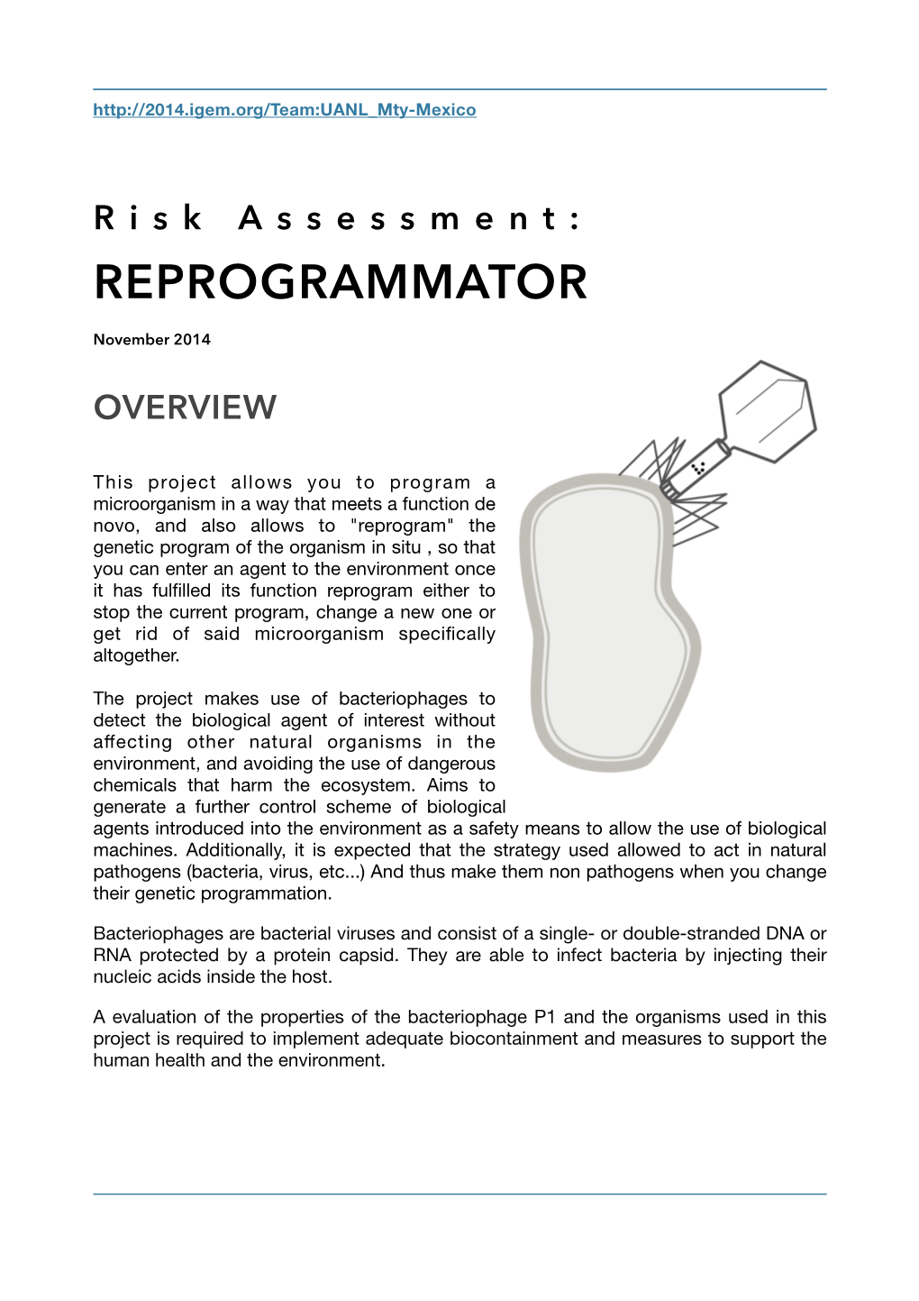 Risk Assessment: REPROGRAMMATOR