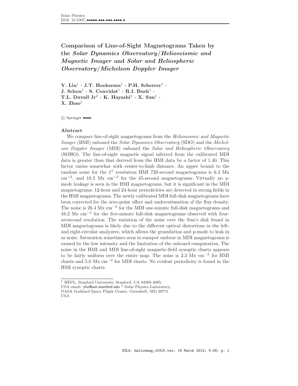 Comparison of Line-Of-Sight Magnetograms Taken by the Solar