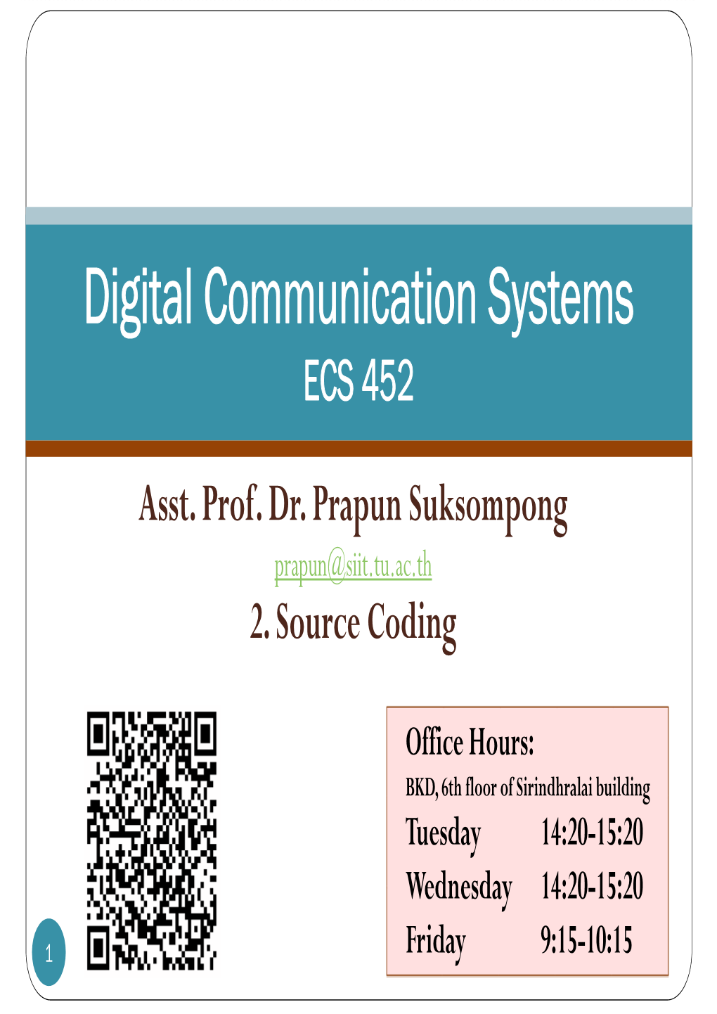 Digital Communication Systems ECS 452