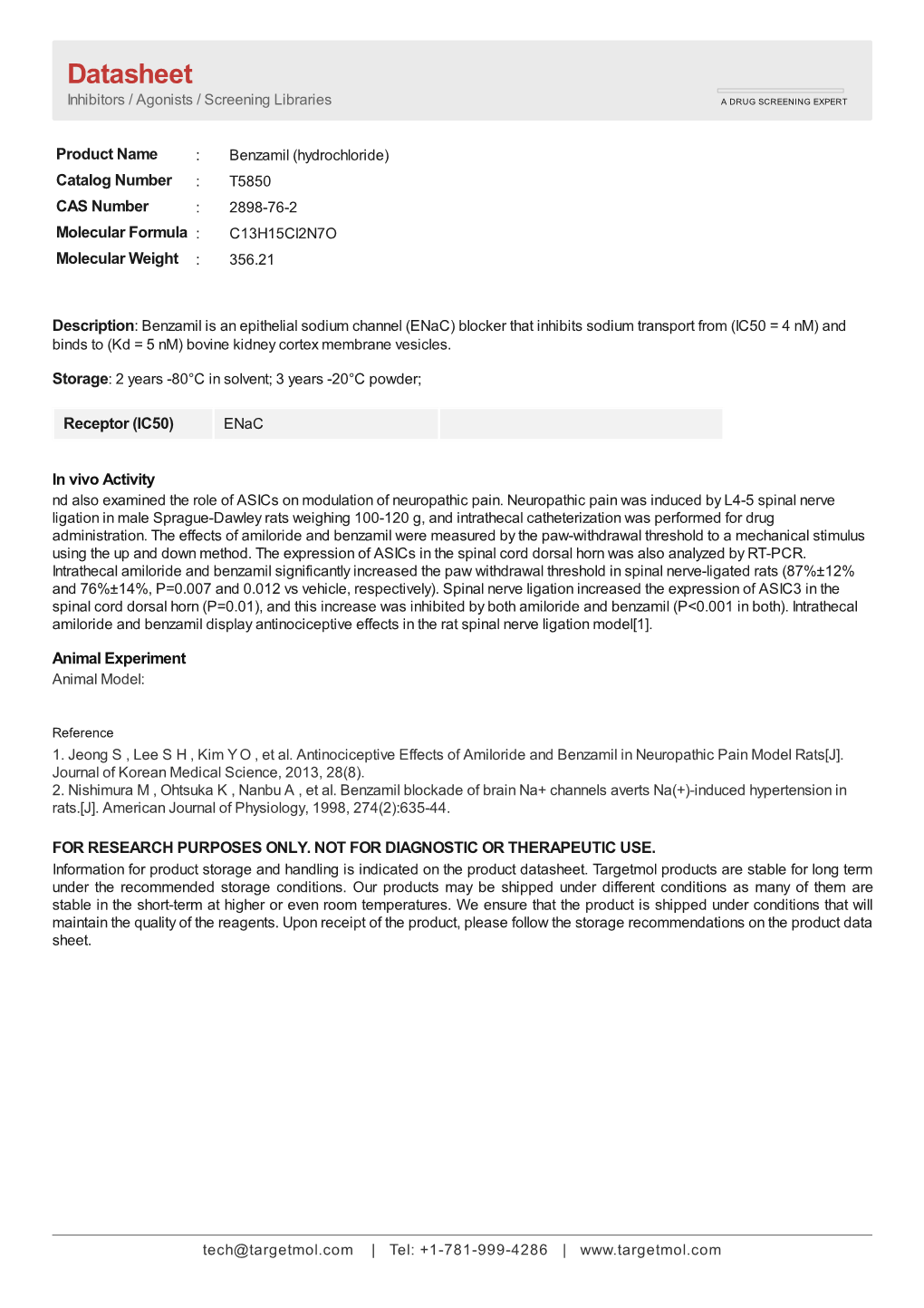 Datasheet Inhibitors / Agonists / Screening Libraries a DRUG SCREENING EXPERT