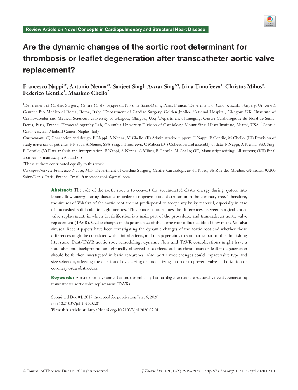Are the Dynamic Changes of the Aortic Root Determinant for Thrombosis Or Leaflet Degeneration After Transcatheter Aortic Valve Replacement?