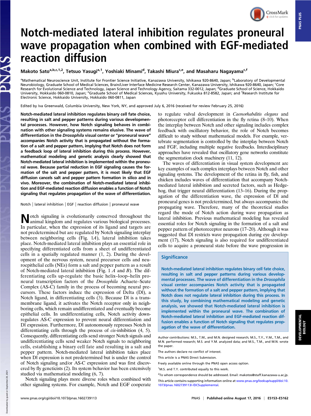 Notch-Mediated Lateral Inhibition Regulates Proneural Wave