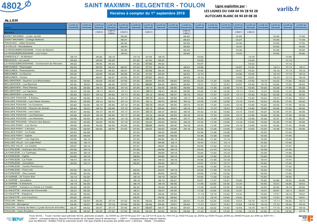 Horaires Ligne 4802 St Max B