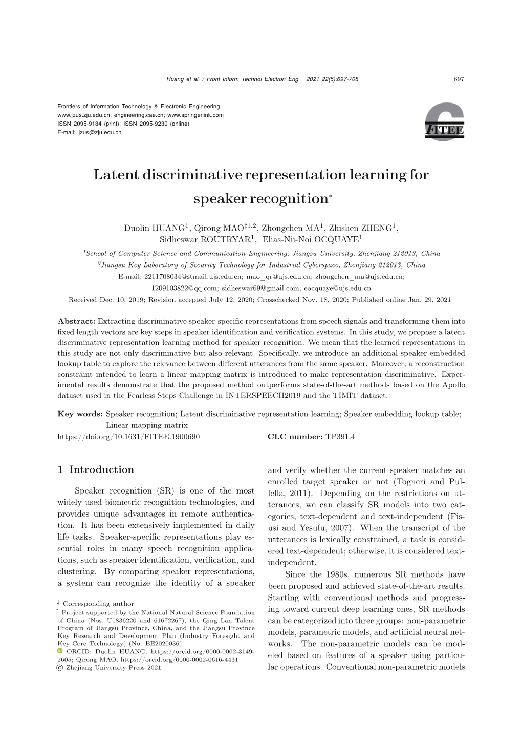 Latent Discriminative Representation Learning for Speaker Recognition∗