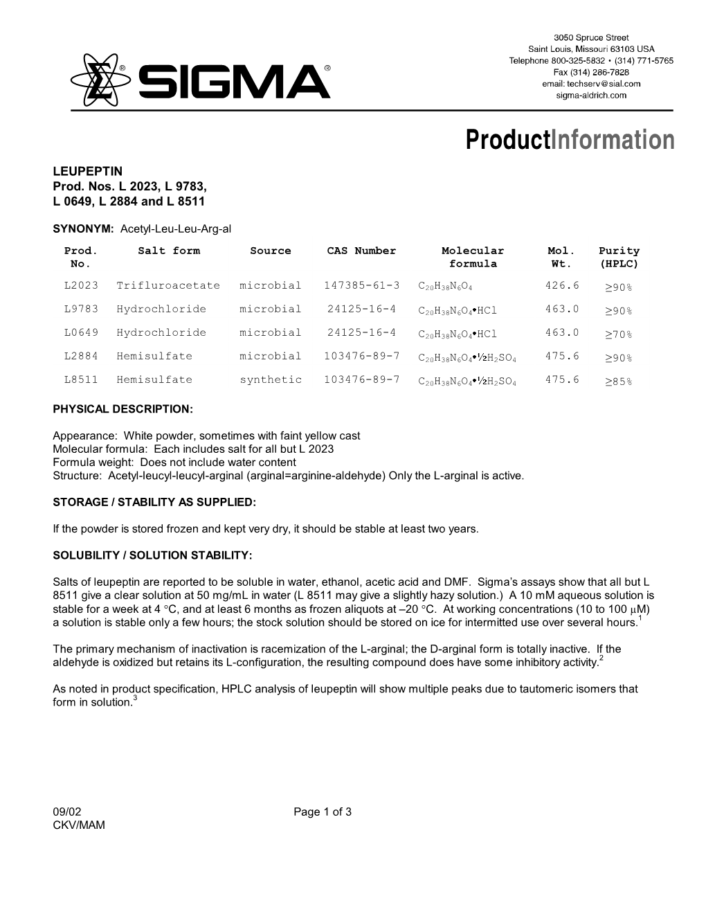 Leupeptin Hydrochloride (L9783)