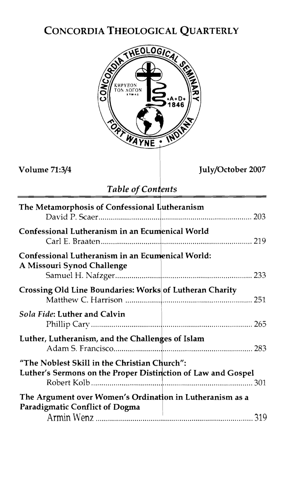 Crossing Old-Line Boundaries: the Works of Lutheran Charity
