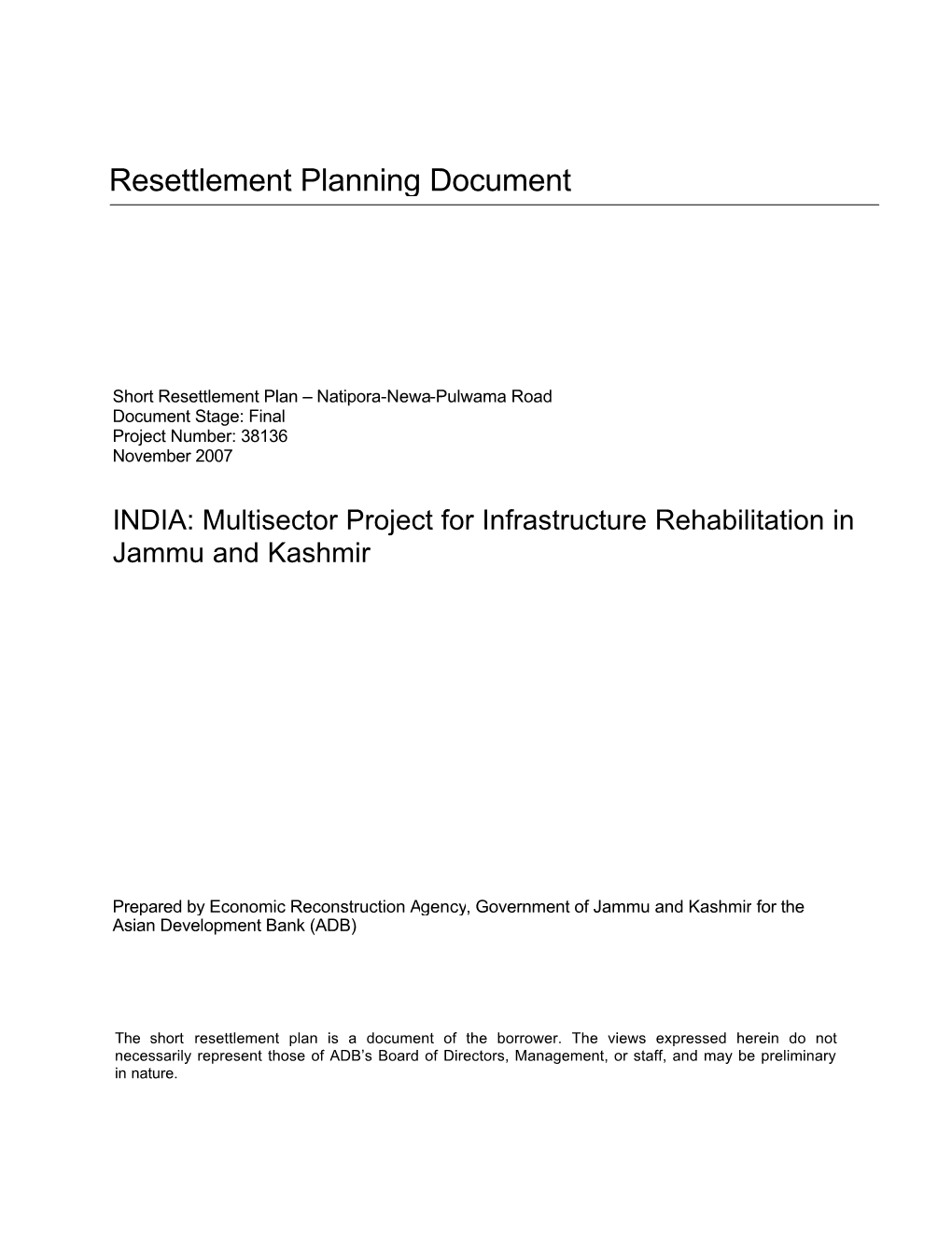 Multi-Sector Project for Infrastructure Rehabilitation In