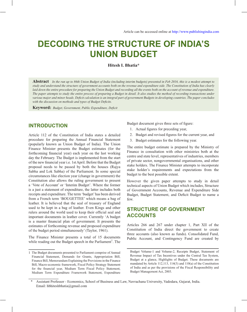 Decoding the Structure of India's Union Budget