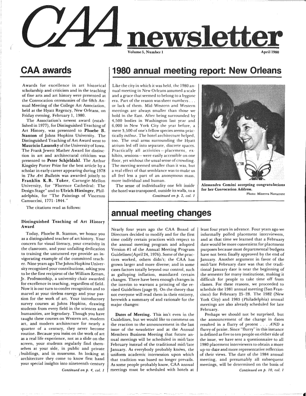 April 1980 CAA Newsletter