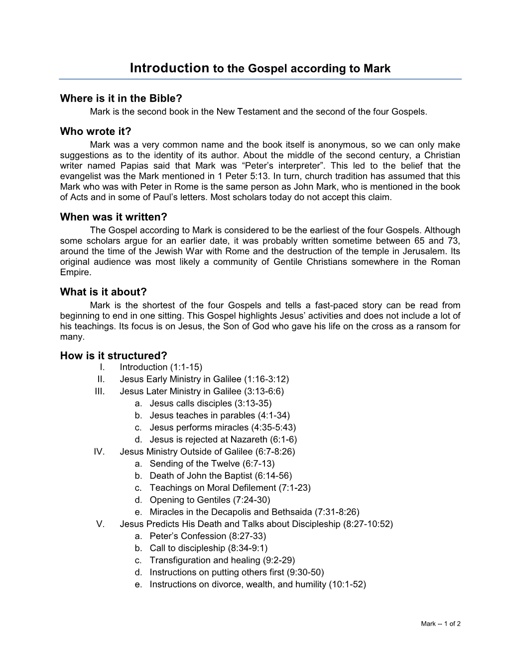 Introduction to the Gospel According to Matthew