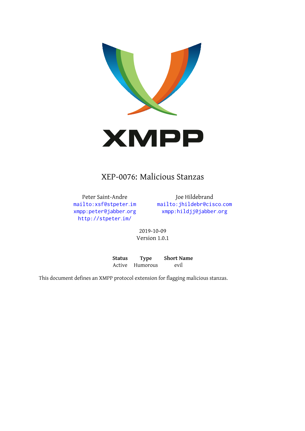 XEP-0076: Malicious Stanzas