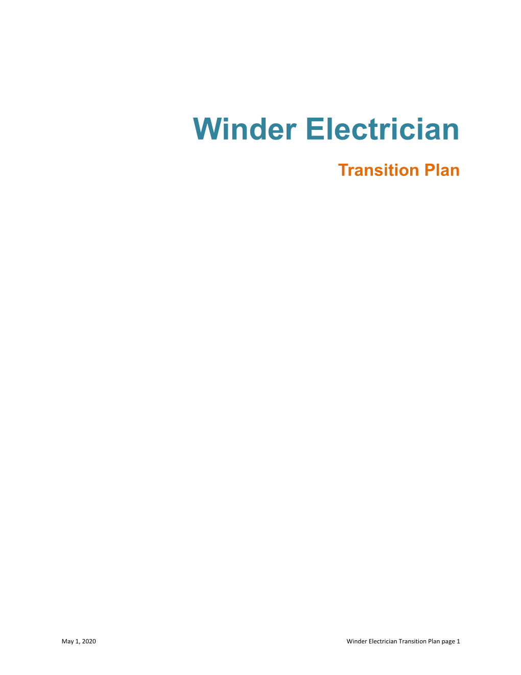 Winder Electrician Transition Plan