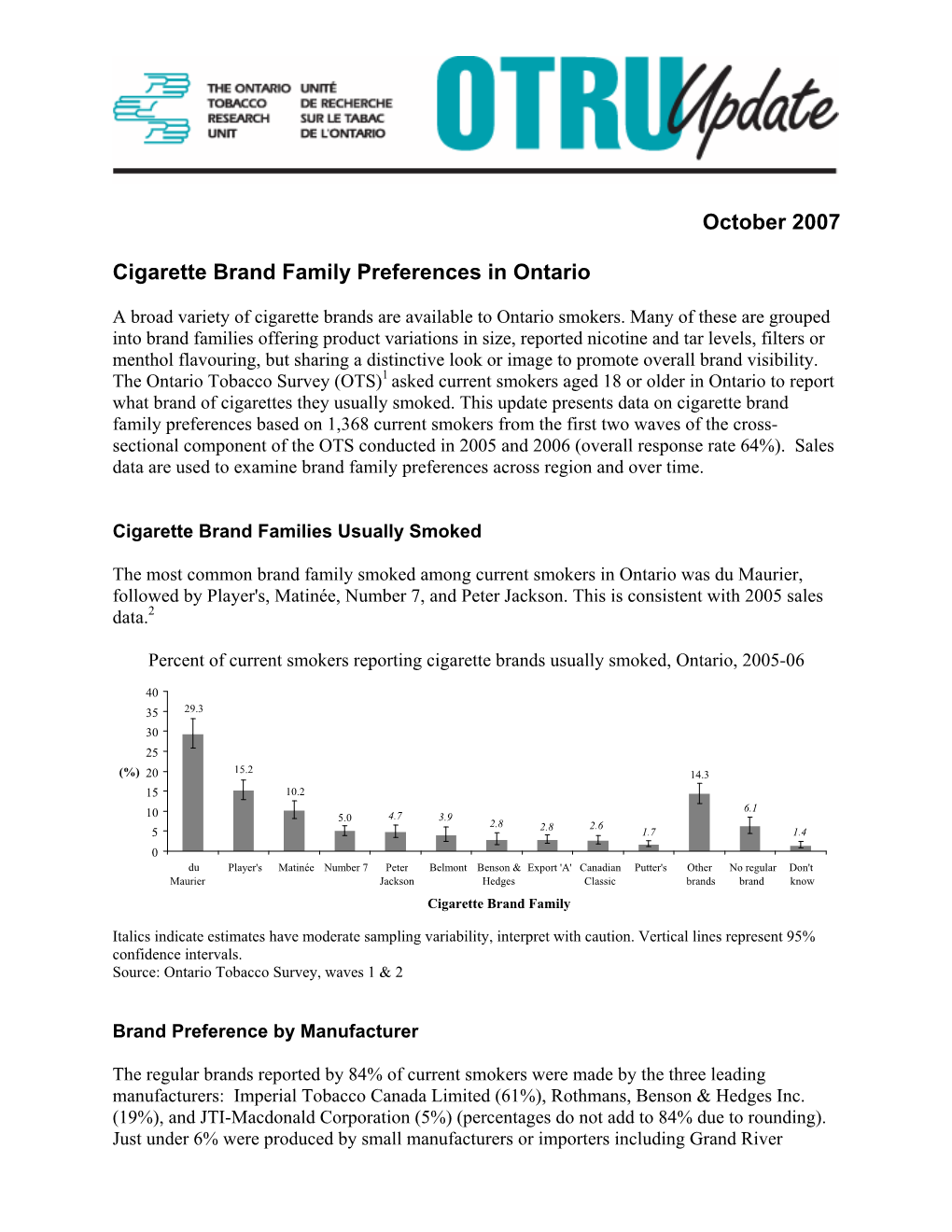 Cigarette Brand Family Preferences in Ontario