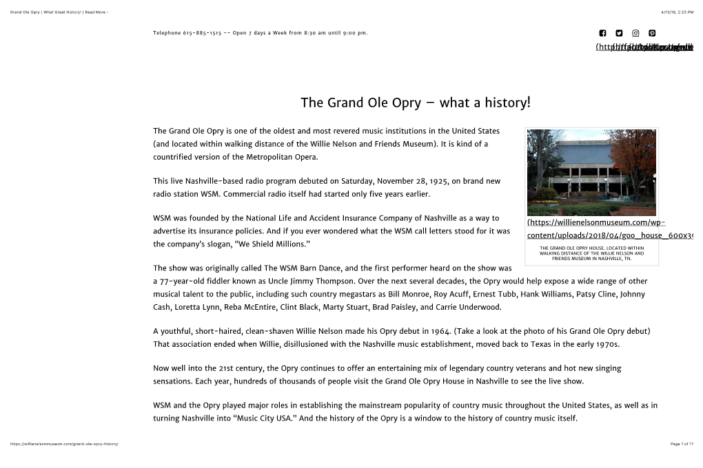 The Grand Ole Opry – What a History!