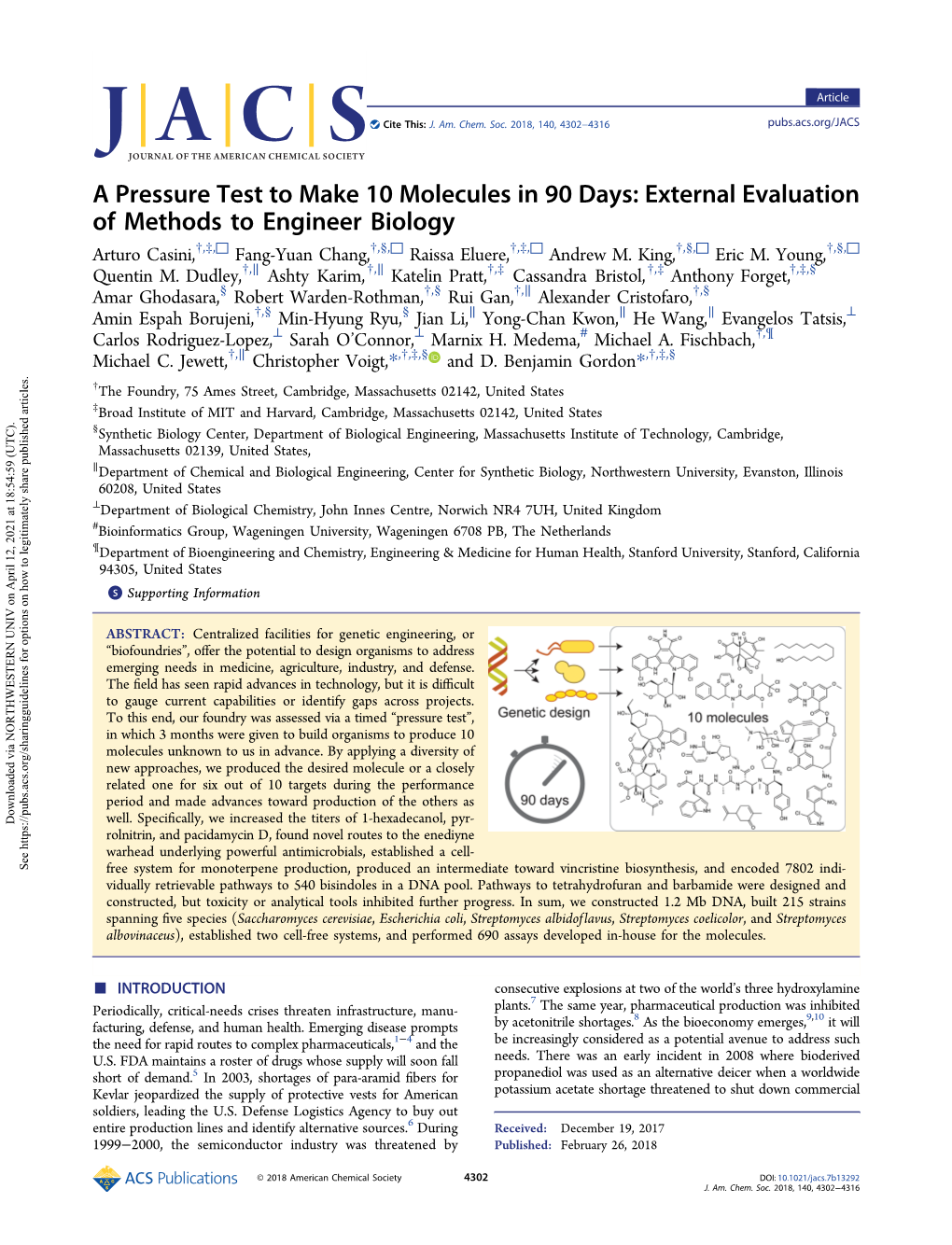 External Evaluation of Methods to Engineer Biology † ‡ □ † § □ † ‡ □ † § □ † § □ Arturo Casini, , , Fang-Yuan Chang, , , Raissa Eluere, , , Andrew M