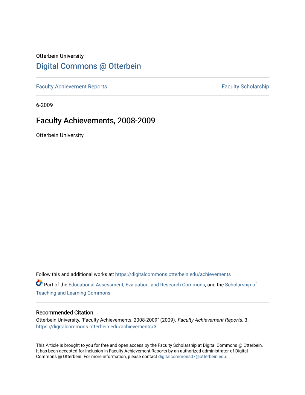 Faculty Achievements, 2008-2009