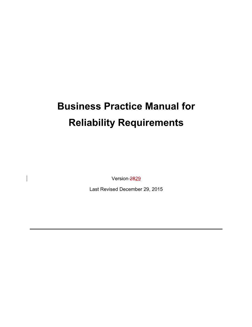 ISO Business Practice Manual BPM for Reliability Requirements
