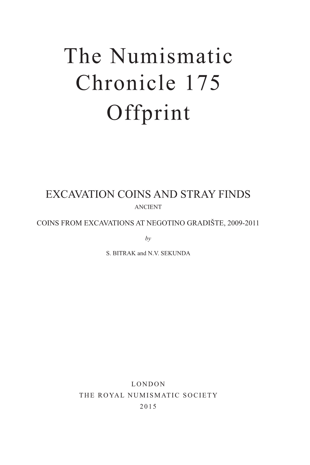 The Numismatic Chronicle 175 Offprint