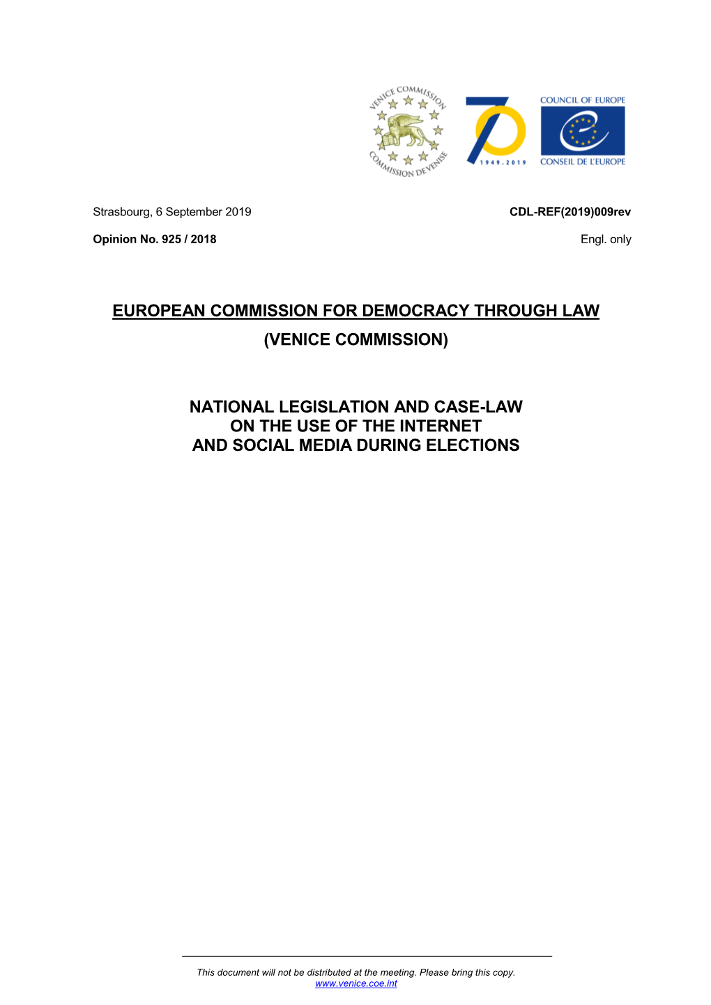 (Venice Commission) National Legislation and Case-Law On