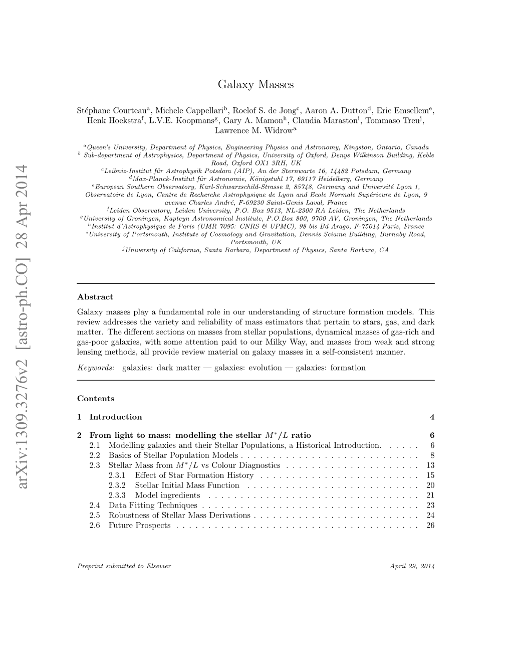 Arxiv:1309.3276V2 [Astro-Ph.CO] 28 Apr 2014 2.3.2 Stellar Initial Mass Function