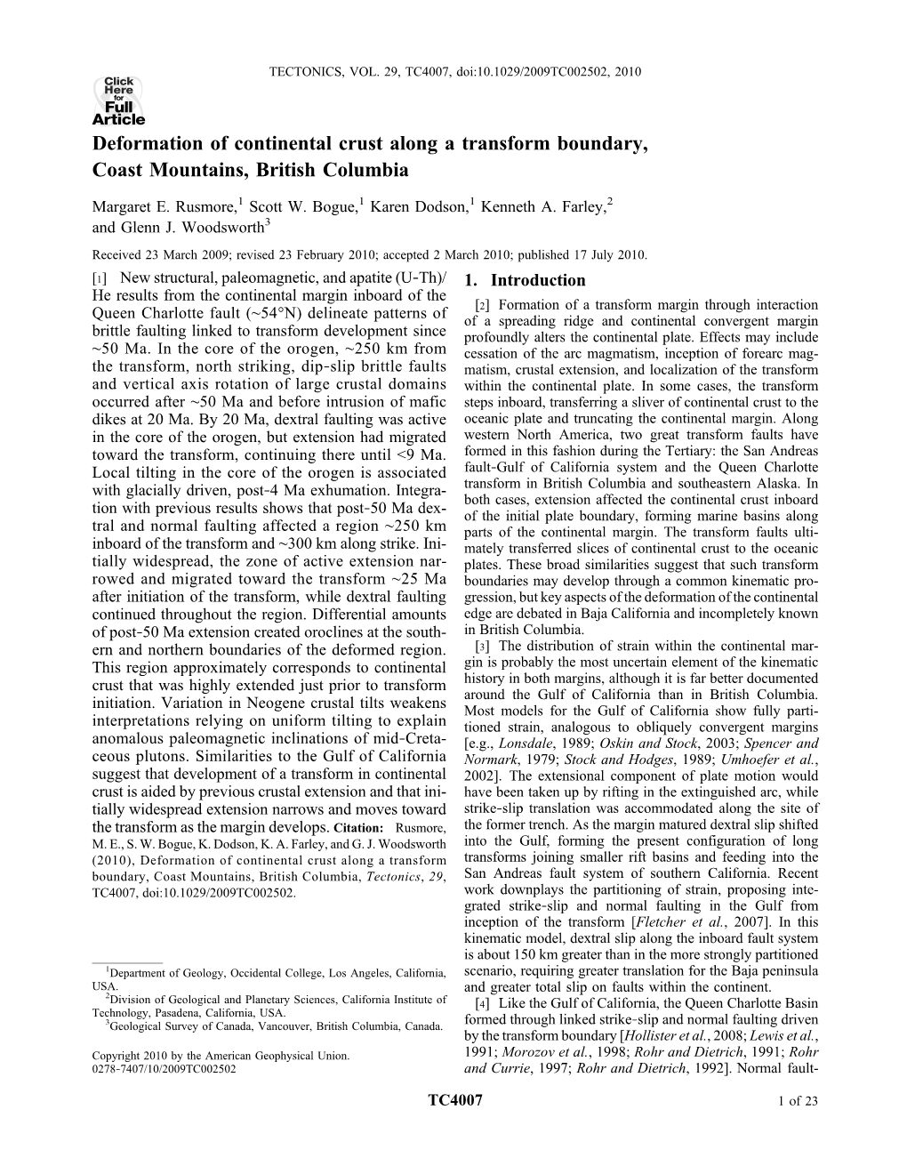 Deformation of Continental Crust Along a Transform Boundary, Coast Mountains, British Columbia