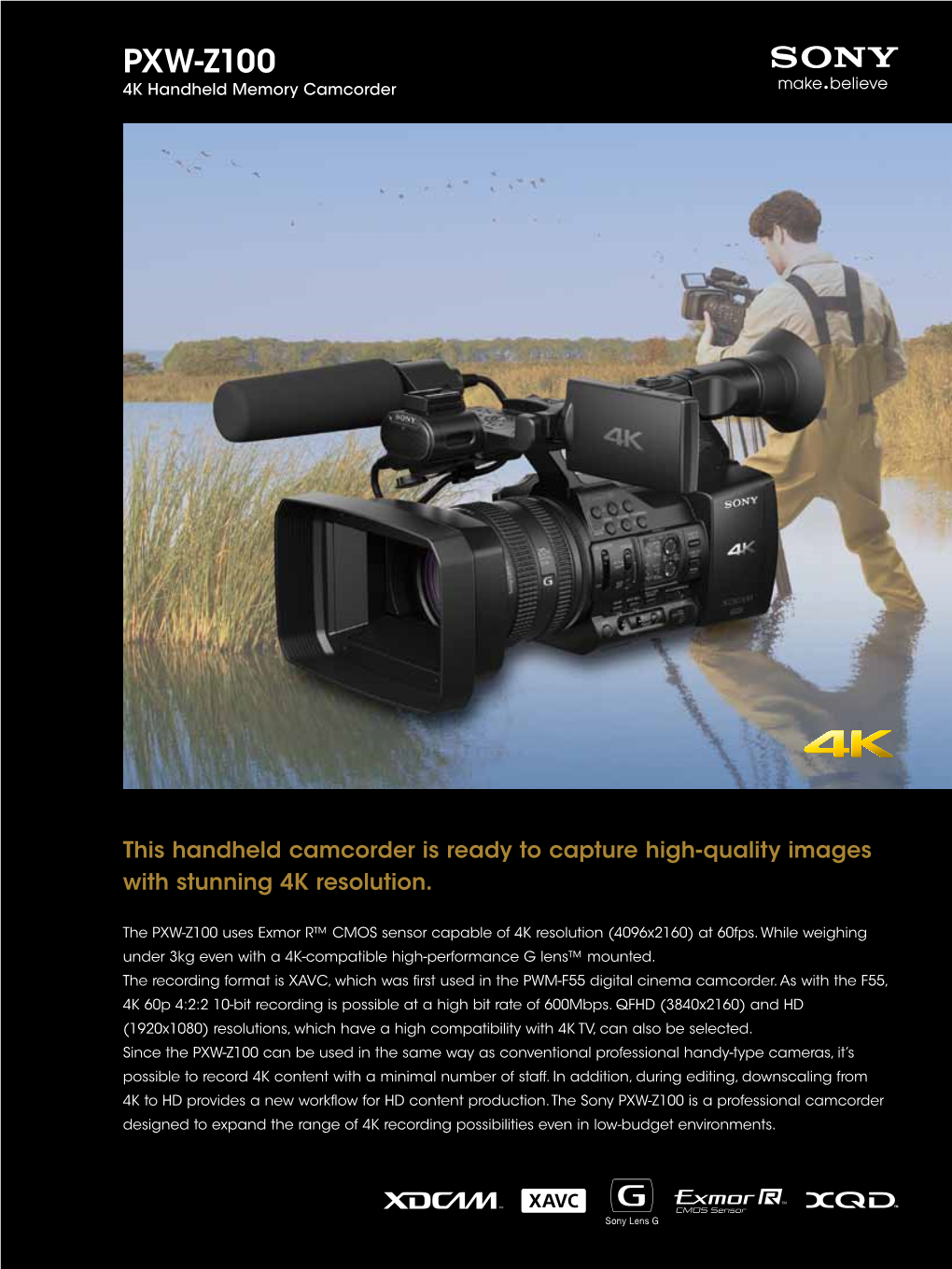 PXW-Z100 4K Handheld Memory Camcorder